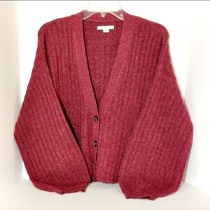American Eagle Slouchy Cropped Cable Knit Cardigan With Balloon Sleeves NWOT